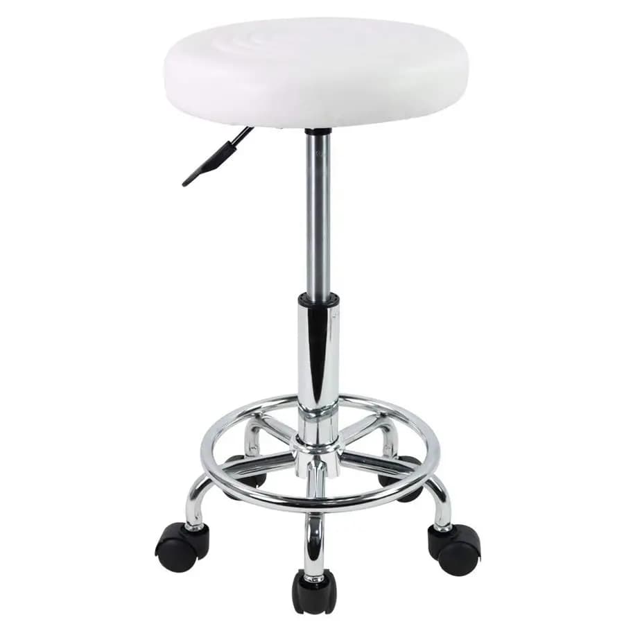 Sgabello rotondo moderno in pelle PU con poggiapiedi regolabile in altezza Spa Salone da disegno Sgabelli da massaggio per lavori di tatuaggi Sedia da lavoro S