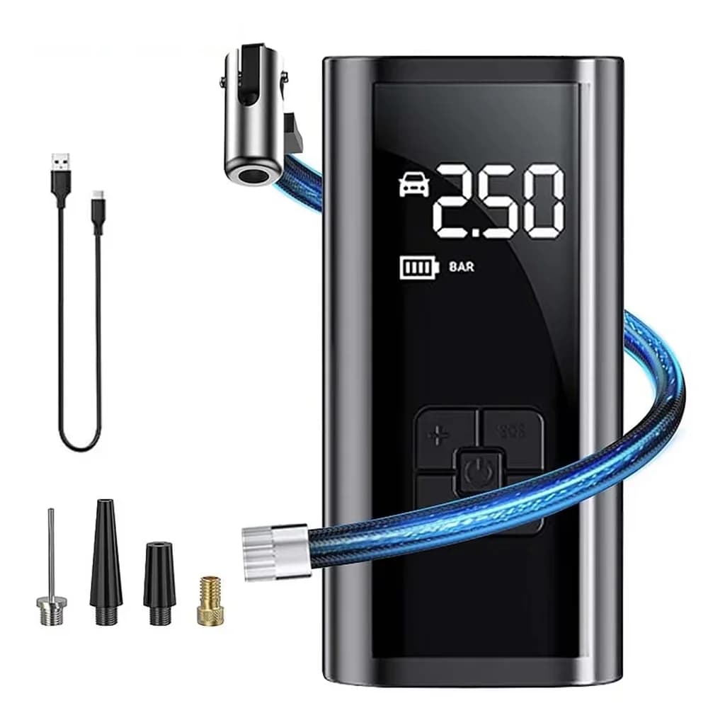 Compressore d'aria portatile wireless 2026 per auto, pompa gonfiagomme 150PSI per moto, biciclette e pneumatici auto, gonfiatore per palloni