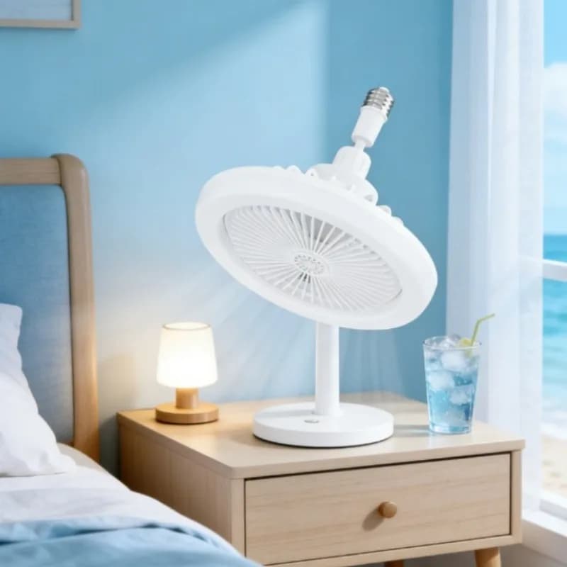 Ventilatore da Soffitto Moderno con Luce LED E27, Regolabile con Telecomando Intelligente, per Camera da Letto, Studio, Cucina, Illuminazione Decorativa per la Casa