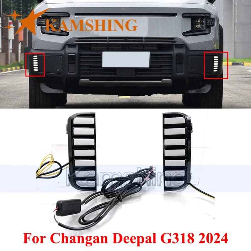 CAPQX 1 coppia LED Luce di marcia diurna per Changan Deepal G318 2024 DRL Luce diurna Fendinebbia Paraurti anteriore Lampada Indicatore di direzione