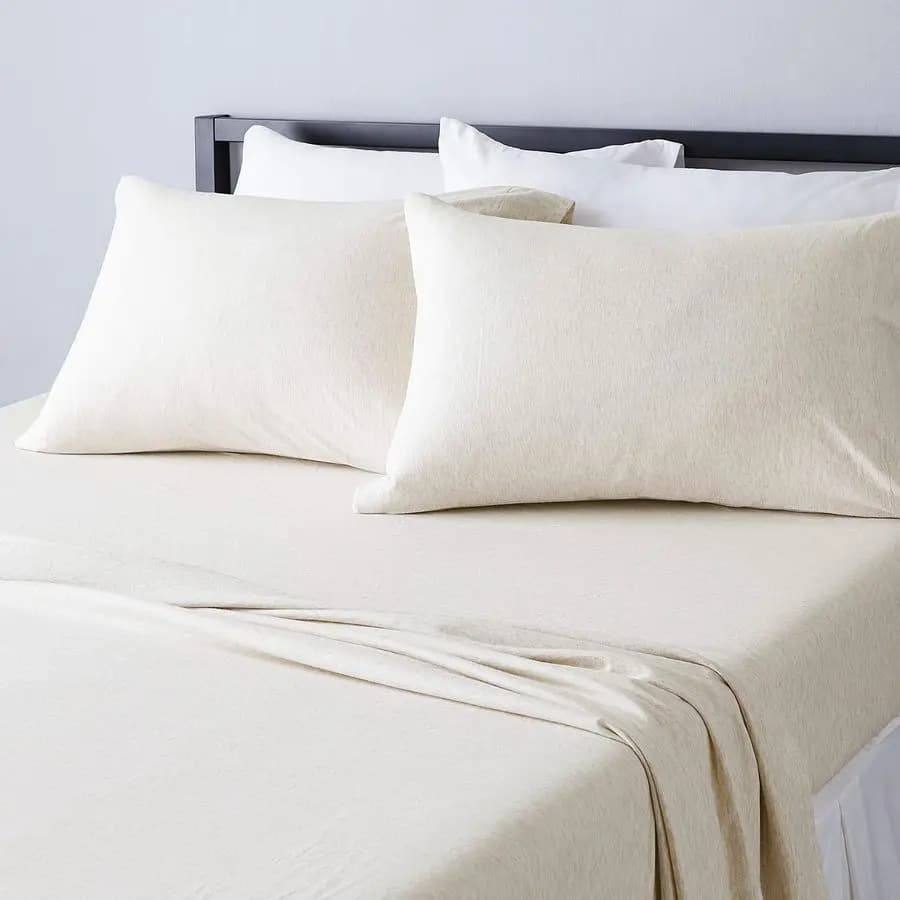 Set of 4 Sheets, 100% Cotton Jersey, Includes Super Soft Bed Sheets, Flats and Angles, Loyalty, King Size, Avena Color, Solid Color