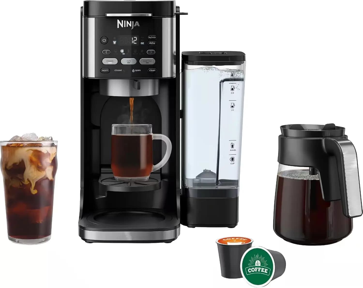 Double coffee maker for hot and frozen beer, compatible with pods, 3 styles, 70 ounce tank, dishwasher safe