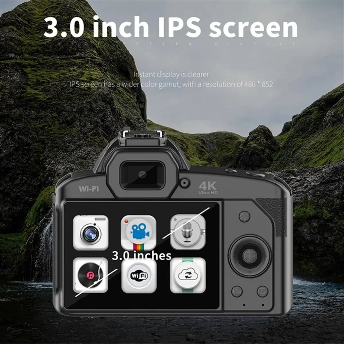 DT75BG Digital Photography Camera 4K WIFI WebCam Video Recorder 64MP Camcorder Camera Zoom Blogging Camera with 32G Memory Card
