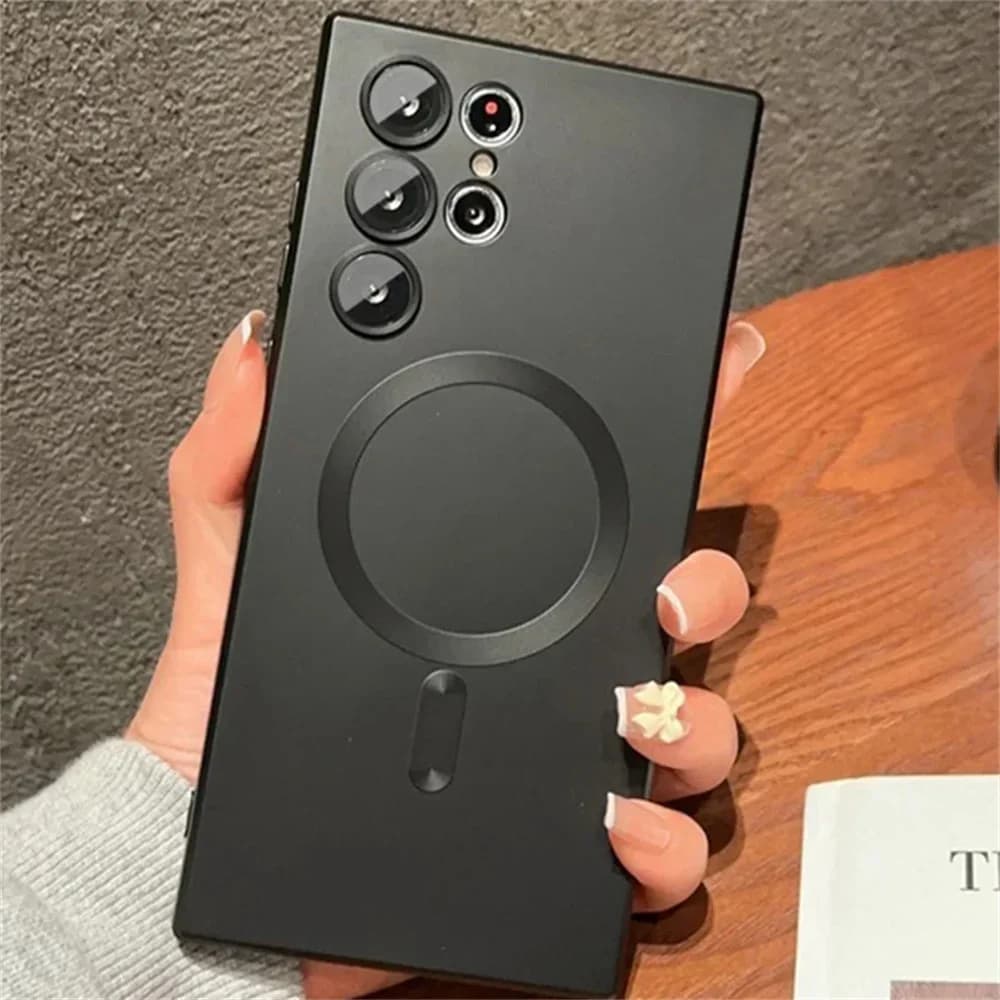 Luxury matt magnetic case for Samsung S25 S24 S23 S22 Ultra S21 S20 Plus Cap for Samsung Note 20 Ultra Magsafe Phone Cover