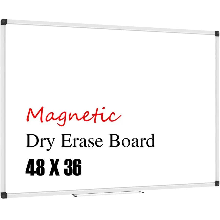 Lavagna magnetica 48 x 36, lavagna bianca 4 x 3, lavagna cancellabile a secco con vassoio porta pennarelli rimovibile