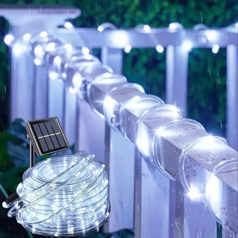 Luci Solari a LED per Feste di Matrimonio, Ghirlanda Luminosa a Tubo per Giardino, Recinzione, Decorazione Casa Ramadan, Luci Fatate Solari da Esterno