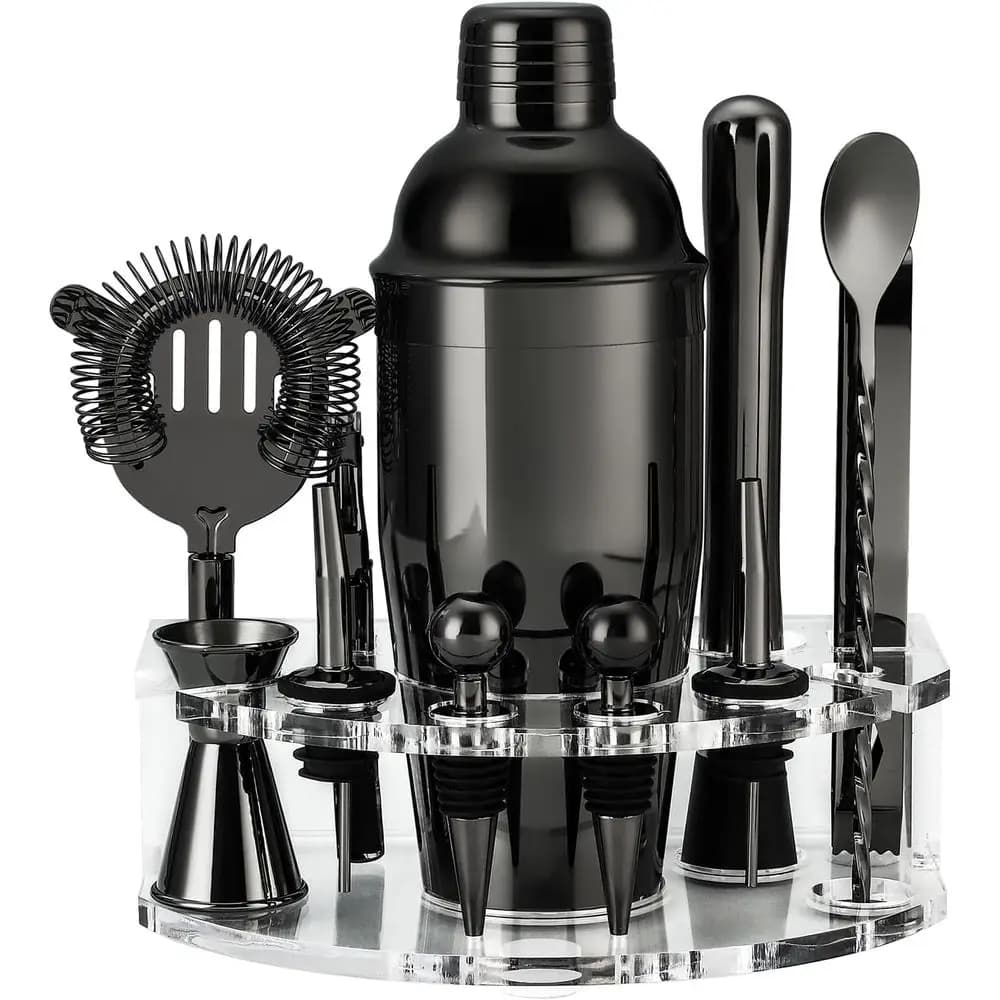 Set Shaker per Cocktail da 25oz con 12 Accessori da Bar, Nero