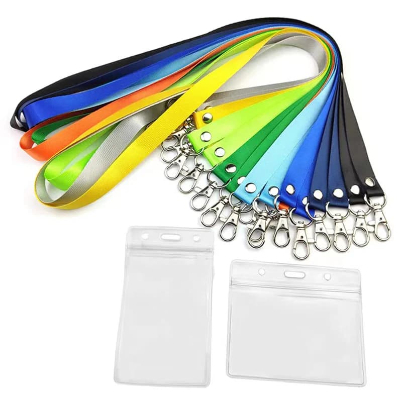 Cordino di sicurezza con tracolla appesa al collo per custodia per carte ID Nome Porta badge Uomo Donna Chiusura anti-smarrimento Portachiavi in corda Anello in metallo da cortile