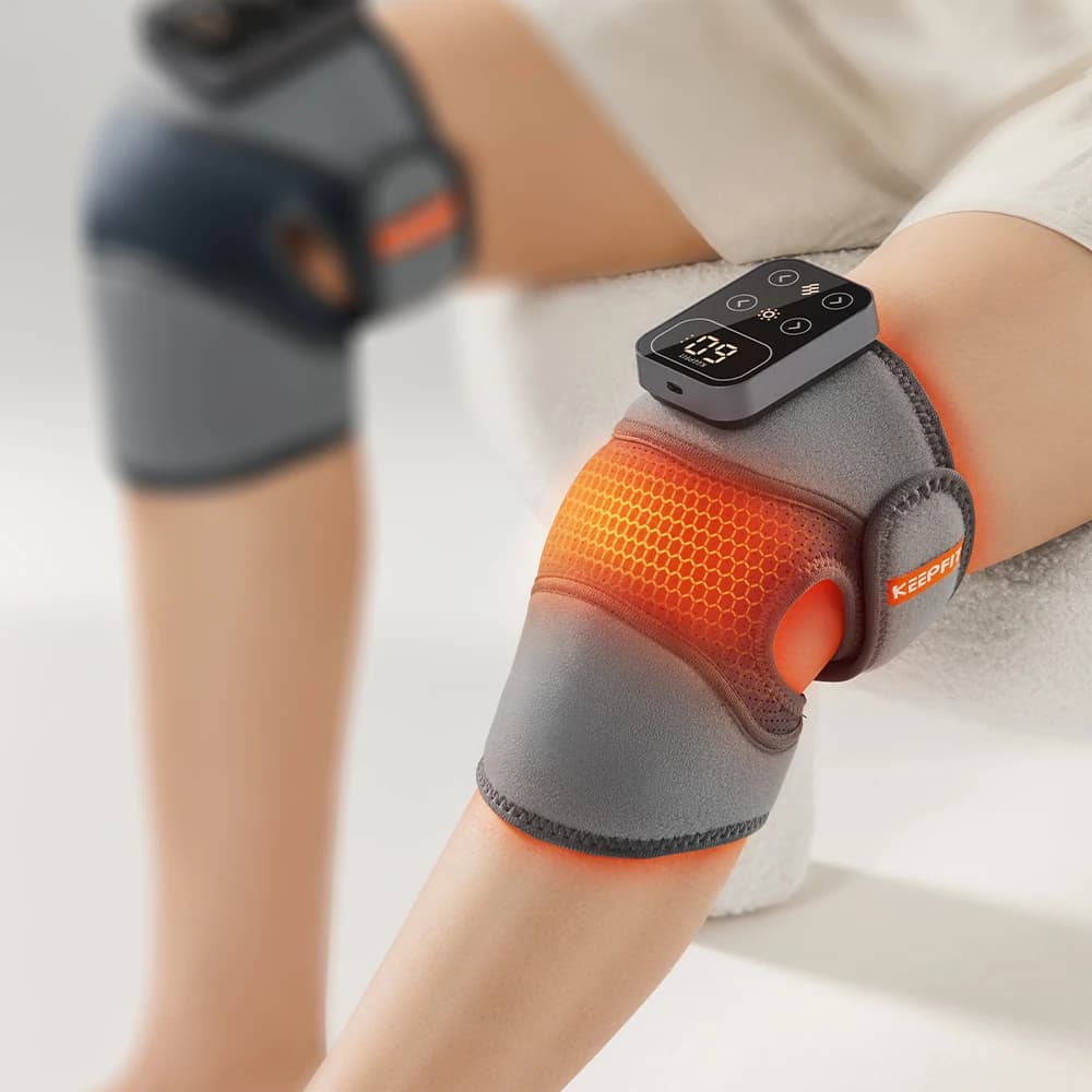 Calore elettrico ricaricabile per massaggio al ginocchio da 5000 mAh per sollievo dal dolore al ginocchio Fisioterapia Tutore per massaggiatore al ginocchio
