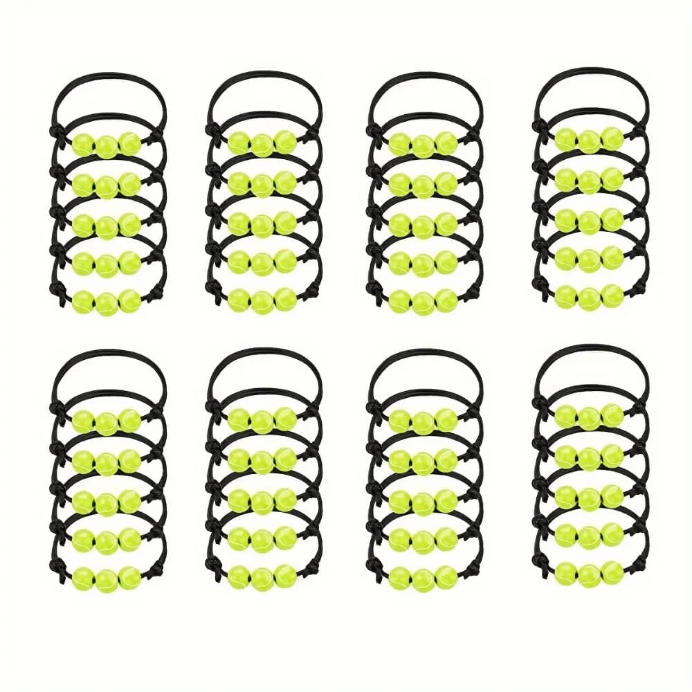 10-40 Pcs Tennis Ball Bead Braided Bracelet Adjustable Black Rope Sports Wristband for Sports Team Souvenir Favor Decor Gifts