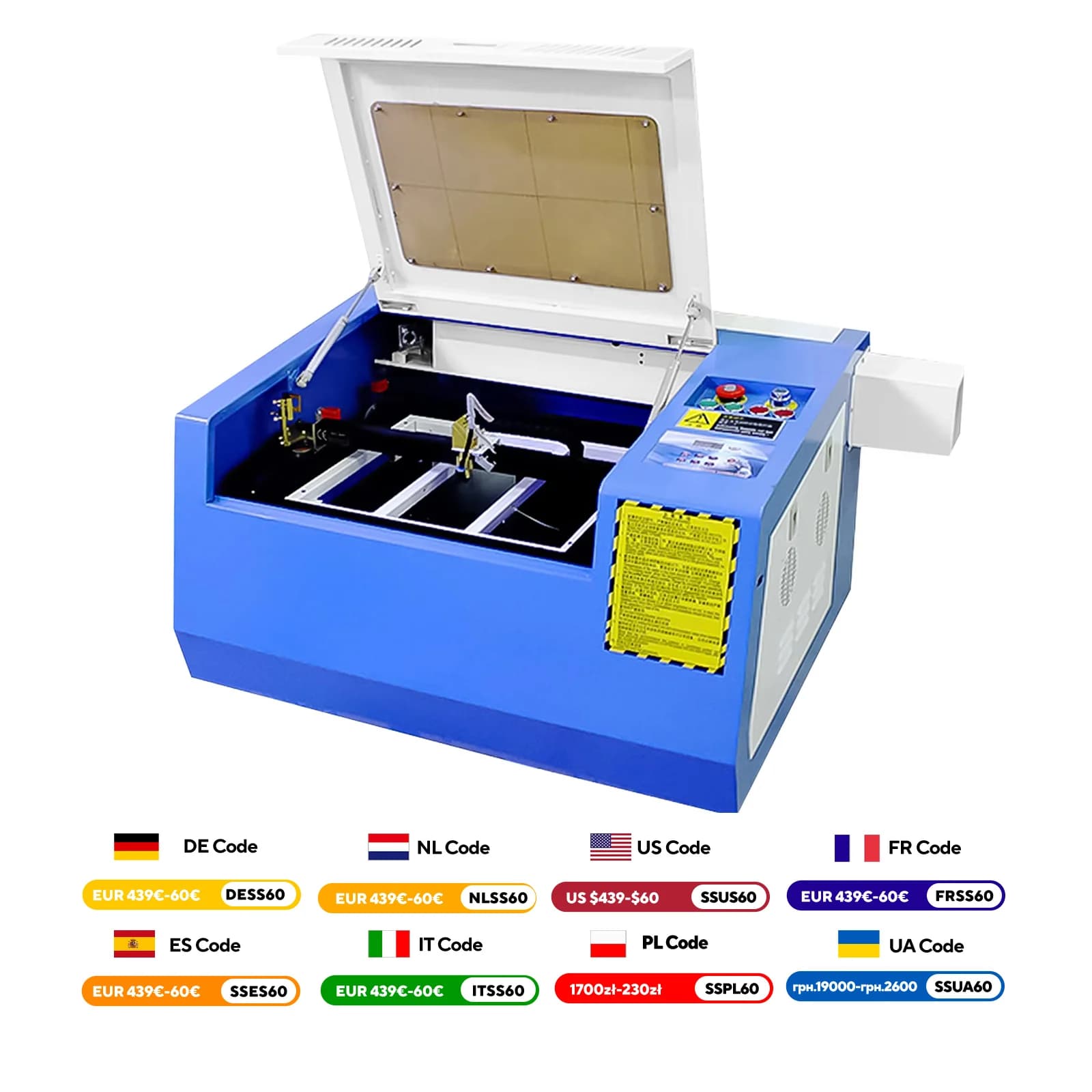 VEVOR 50W Laser Engraving Machine Incision Area 300*400mm Cutting Machine for CO2 engraving for acrylic and plywood cutting