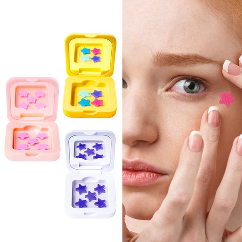 1 box of hydrocolloid patches for acne, fading repair, invisible stickers for acne removal, concealer, makeup tool, star with mirror