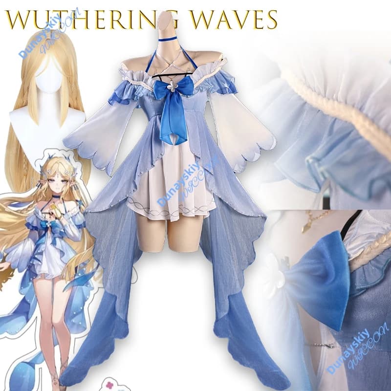 Wuthering Waves Dreamtide Fanart Cartethyia Costume Cosplay Set completo Costume da bagno Vestito sexy per la festa di Halloween