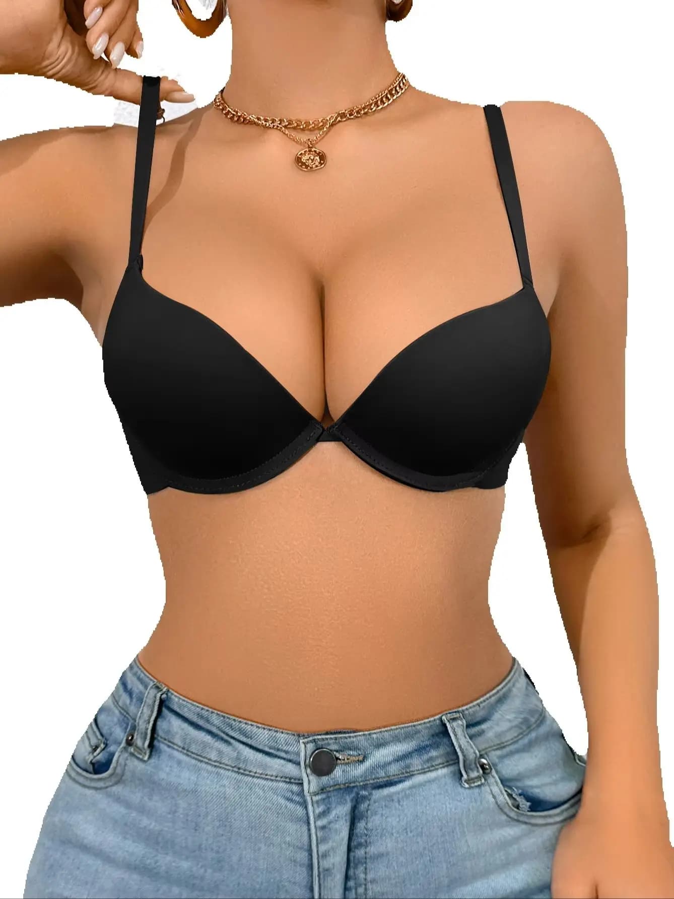 Solid Women Bra Basic Smooth Seamless Lining Push Up Bra Comfort Underwire Support Casual Daily Lingerie