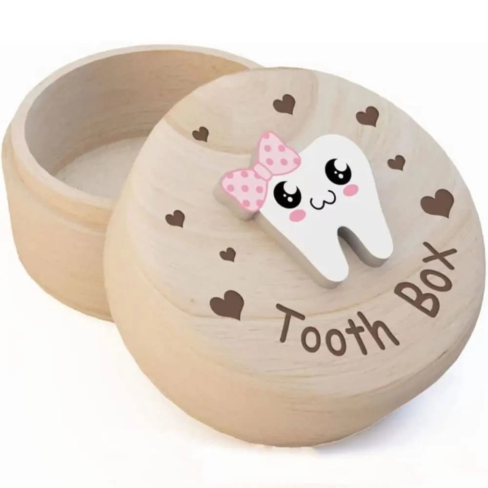 Raccogliere i denti organizzatore di denti da latte durevole salva regali scatola di immagazzinaggio dei denti di alta qualità scatola di cordone ombelicale in legno