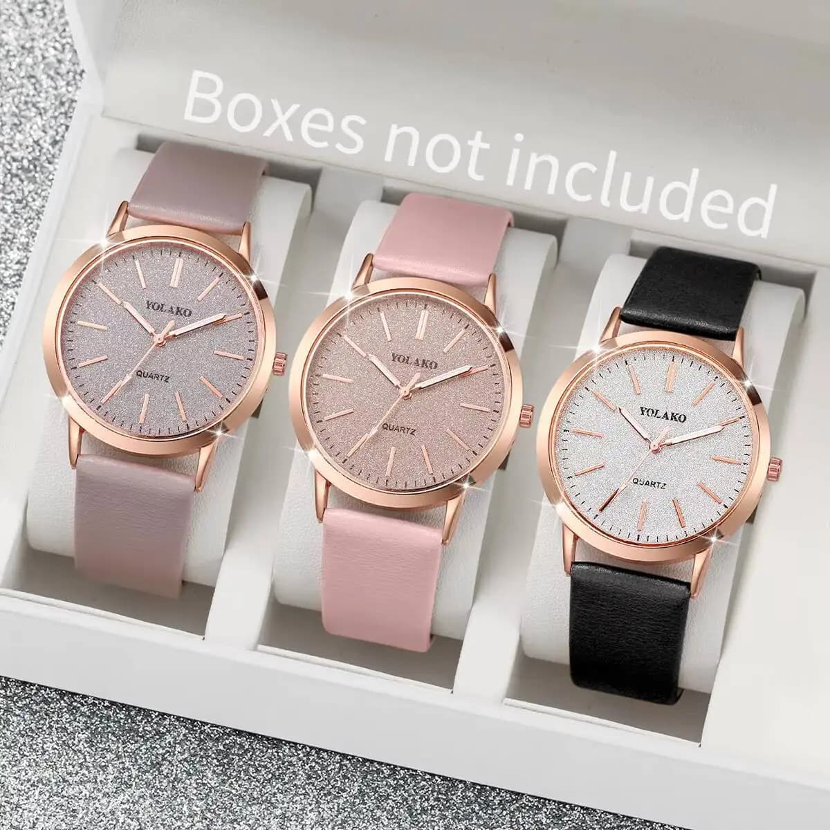 3PCS/Set Fashion Starry Dial Women Quartz Watch Simple Leather Strap Ladies Wrist Watches Reloj Mujer（Without Box）