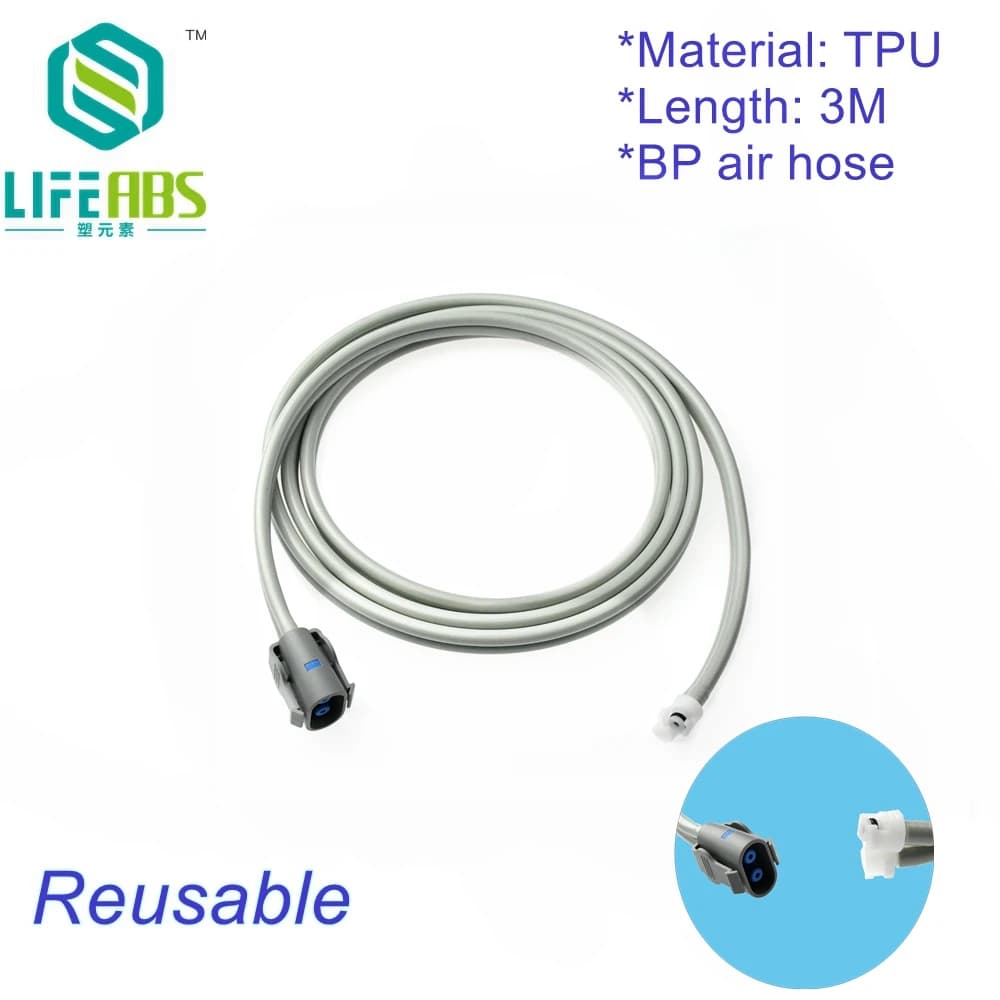 Single tube for blood pressure gauge bracelet, L=3m. Compatible with GE PRO, Dinamap series, NIBP extension tube.