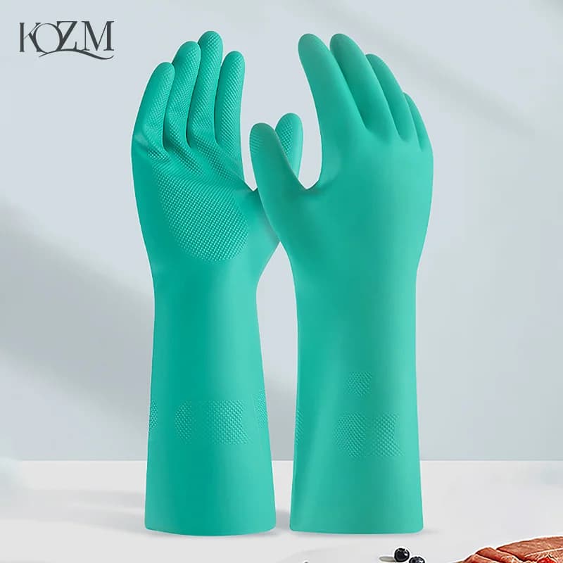 1 paio di guanti in Nitrile spessi-guanti a maniche lunghe impermeabili resistenti agli acidi chimici per la pittura chimica del giardinaggio, senza lattice