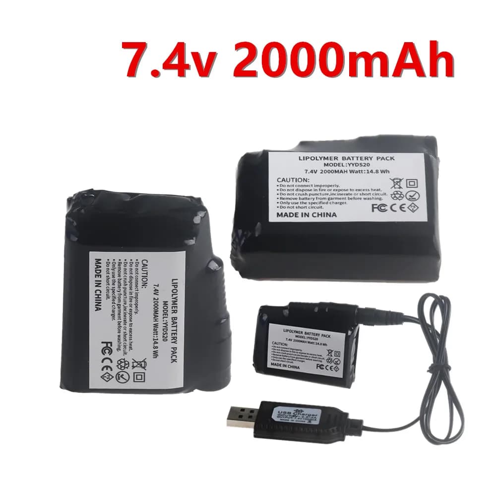Batteria per guanti riscaldati 1-5 pezzi, 7.4V 2000mAh, ai polimeri di litio, per gilet riscaldante, calze, batteria termica antigelo invernale