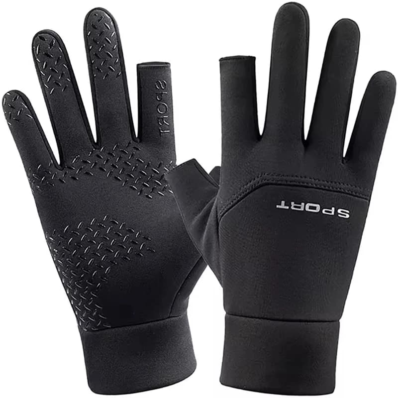 Two-tip spring-style gloves with neutral universal fleece fishing protection and anti-slip outdoor cycling gloves