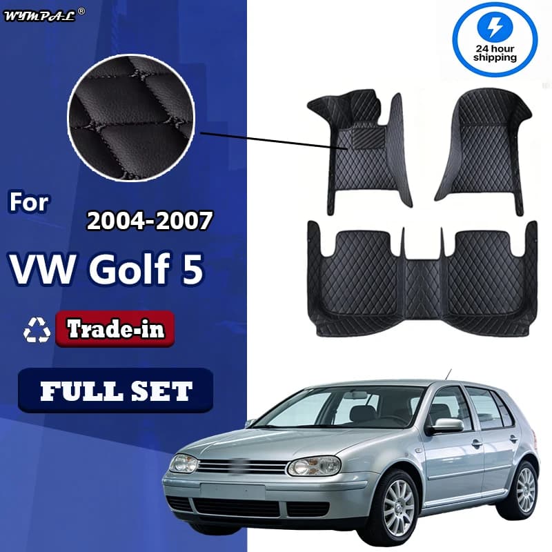 Custom Made Leather Car Floor Mats For VW Volkswagen Golf 5 MK5 2004 2005 2006 2007 Carpets Rugs Foot Pads Accessories