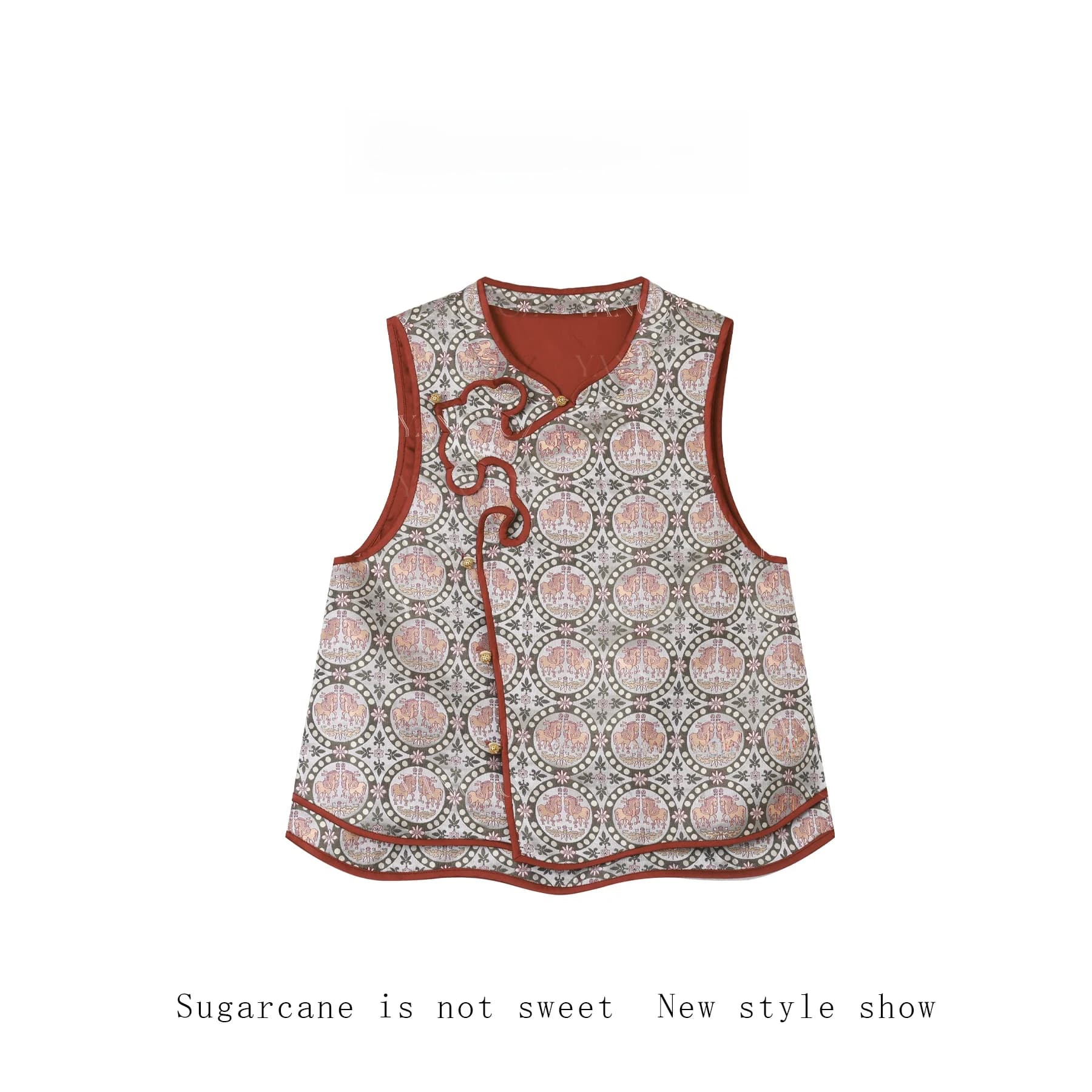 Nuovo set top e gonna da donna in stile cinese Yang Gz Ma to Success Design Pattern Door Button Gonna a mezza lunghezza