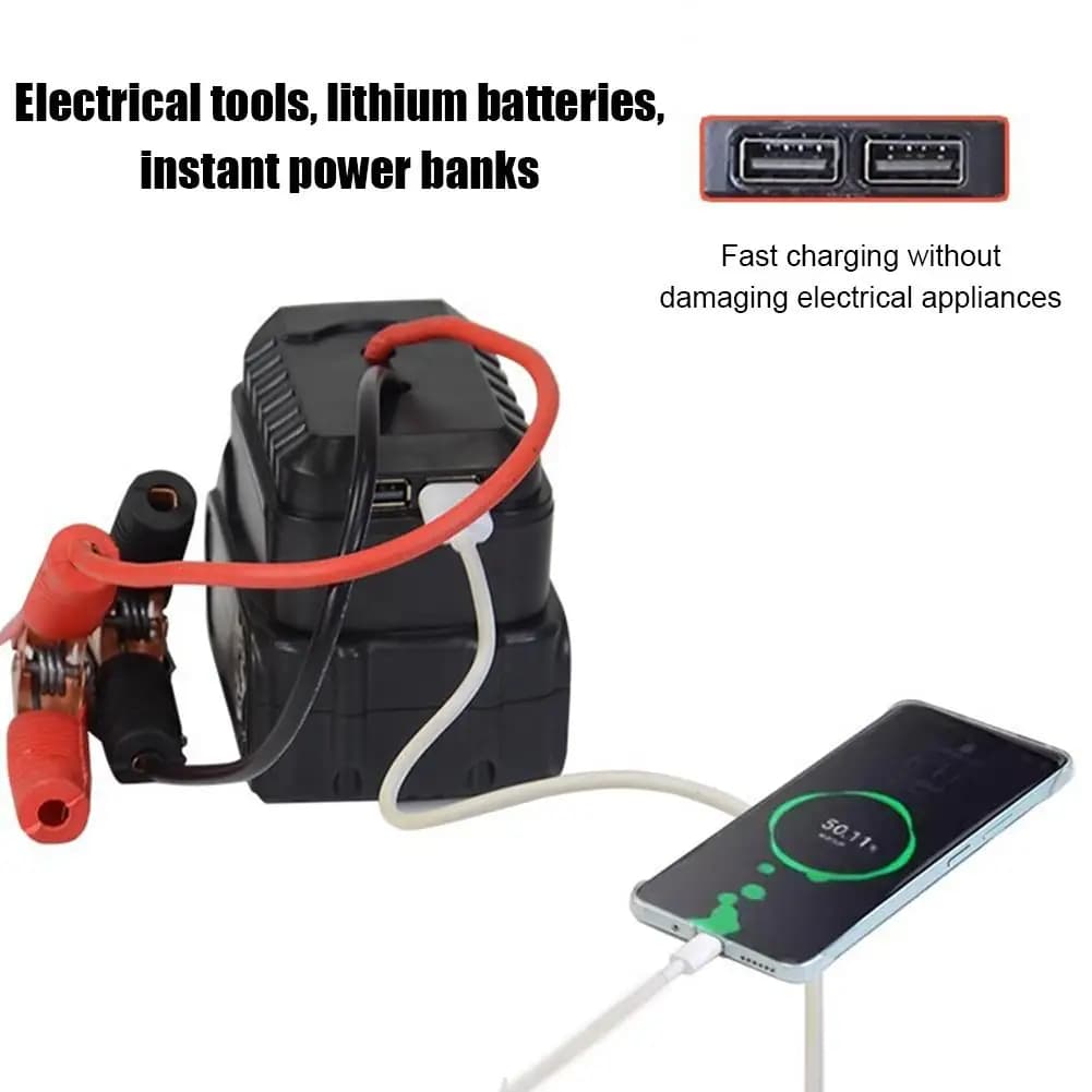 Avviatore d'emergenza per auto compatibile con caricabatterie convertitore Makita, chiave elettrica, smerigliatrice, martello elettrico, accessori auto
