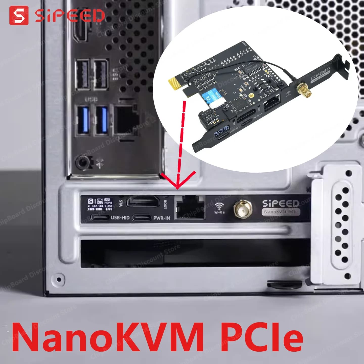 NanoKVM PCIe Sipeed Telecomando / Alimentazione / Servitore di manutenzione desktop UART HDMI USB RISC-V NanoKVM-PCIe per PiKVM