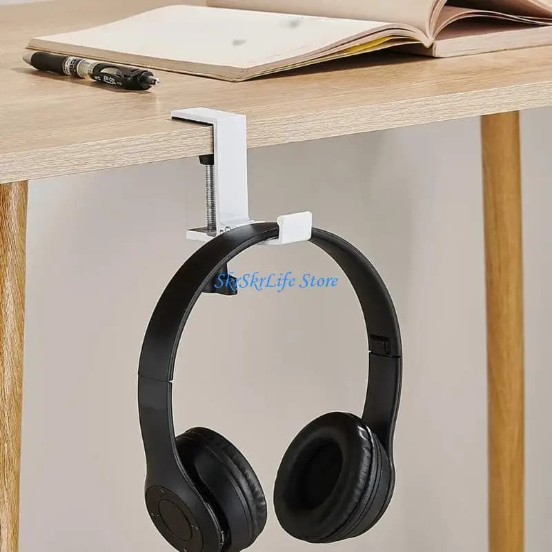 E65E Supporto per cuffie pieghevole Gancio in metallo regolabile in altezza per accessori da scrivania