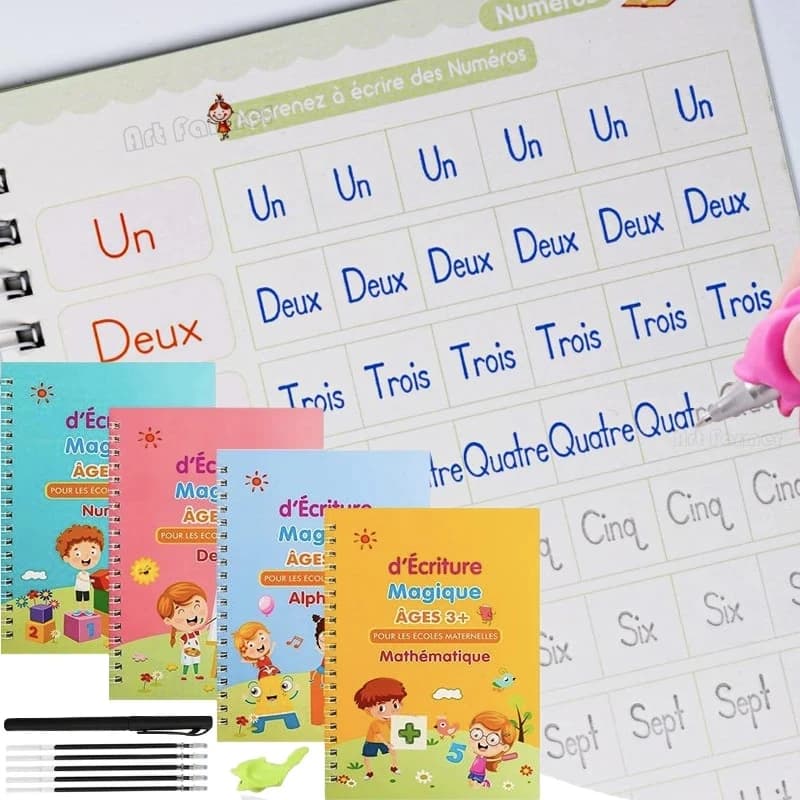 Quaderno magico francese Quaderno per esercizi con scanalatura Quaderno per bambini Numeri di apprendimento Calligrafia con lettere francesi Quaderno per esercizi di scrittura