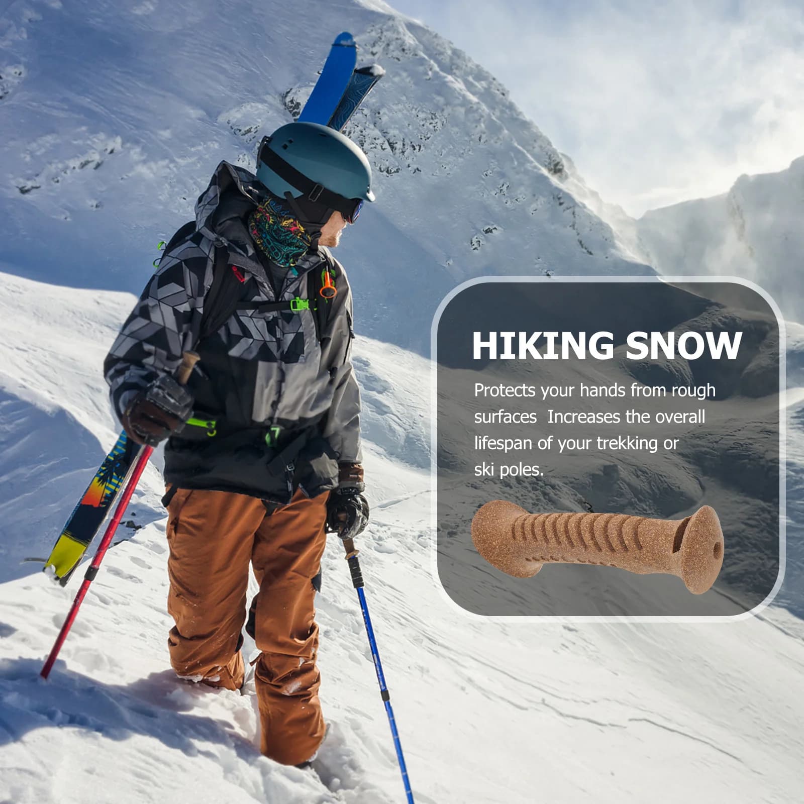 Trekking stick handle in cork Durable replacement Hiking Ergonomic wear-resistant walkway for outdoor ski sticks