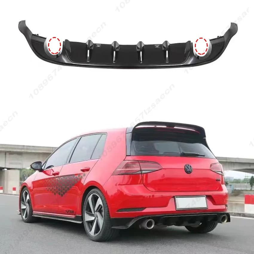 For VW Golf 7.5 Standard Edition GTI 2017-2019 Car Rear Bumper Black Diffuser LED Splitter Spoiler With Iight Exterior Body Kit