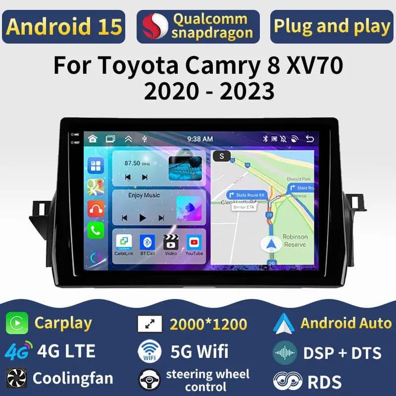 Android 15 Carplay Per Toyota Camry 8 XV70 2020 - 2023 Autoradio 4G LTE Multimediale BT Auto 2din Lettore GPS DSP Stereo WIFI Video
