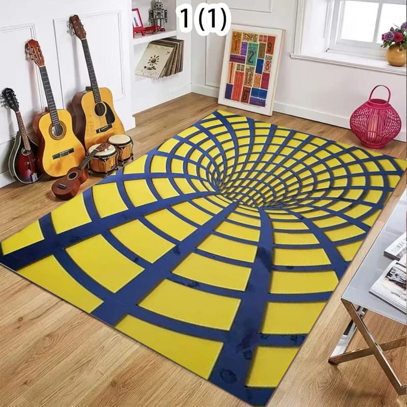 Tappeto Rettangolare con Illusione Vortex 2D, Tappetino con Fori a Diamante, Tappeto Decorativo Creativo per Soggiorno, Camera da Letto, Arredamento Casa