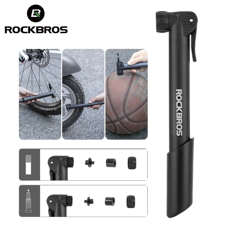 ROCKBROS Pompa per bici 80PSI Valvola Schrader Presta Pompa per bicicletta MTB Strada Mini Gonfiatore d'aria portatile Accessori per pompe da ciclismo in nylon