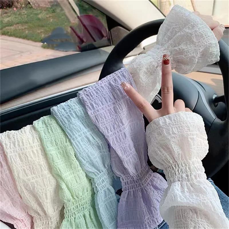 Set di maniche per protezione solare in seta di ghiaccio estiva da donna, maniche larghe, maniche in ghiaccio di grandi dimensioni, protezione UV per le mani