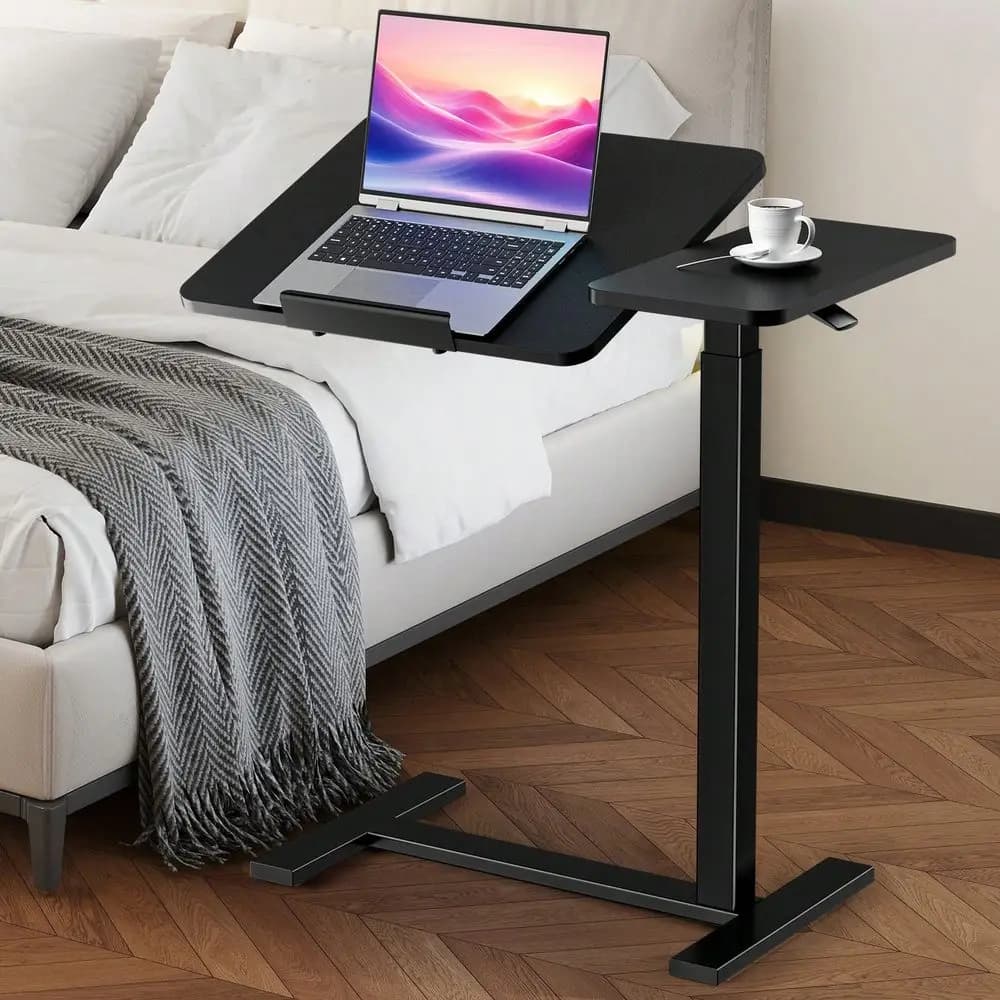 Tavolino da letto con ruote, piano inclinabile regolabile, tavolo medico ospedaliero, scrivania mobile per laptop/PC