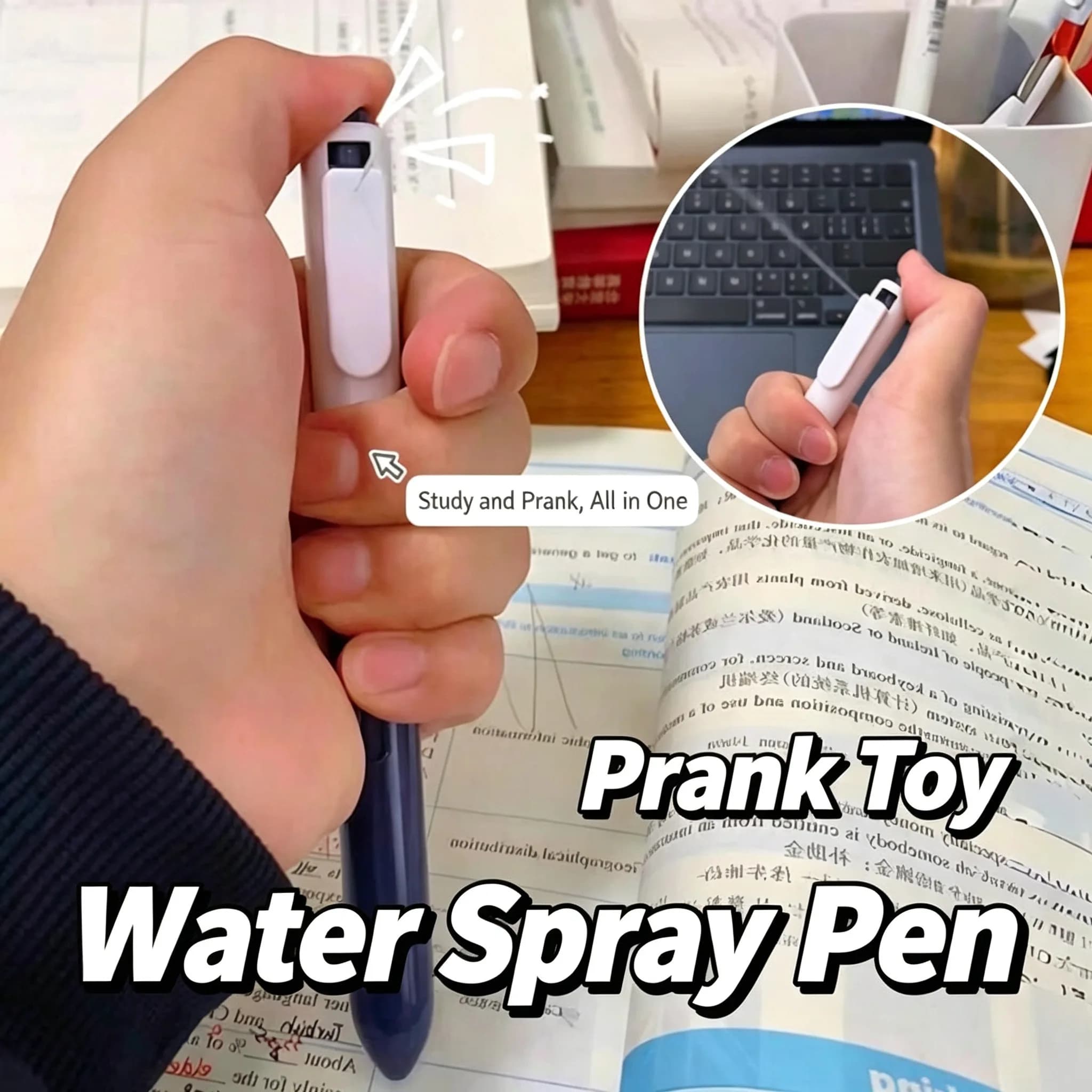 Novelty Magic Water Spray Ballpoint Pen Writable Magic Prop Creative Party Favor Classroom Interactive Toy for Children Students