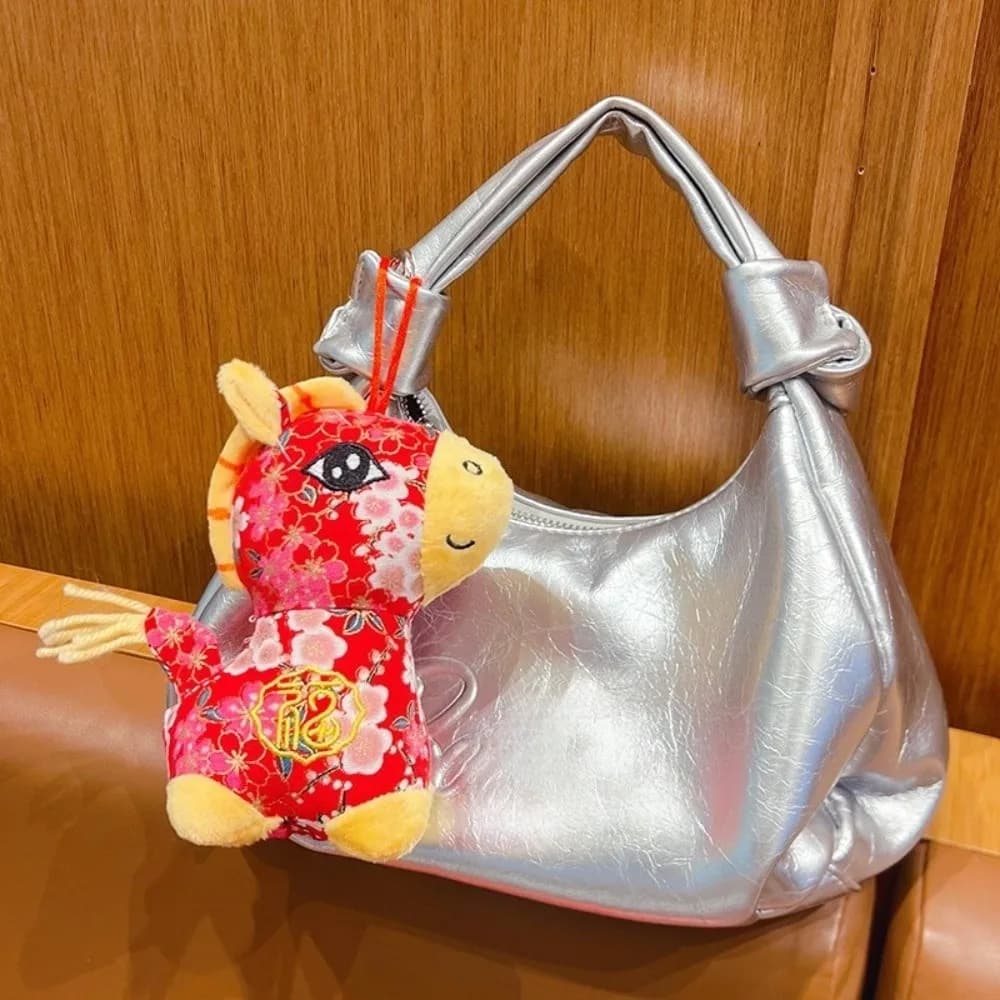 Creativo Pony Ciondolo Mascotte Simpatico animale di peluche Portachiavi Stile cinese Soffice regalo di Capodanno cinese Anno del cavallo