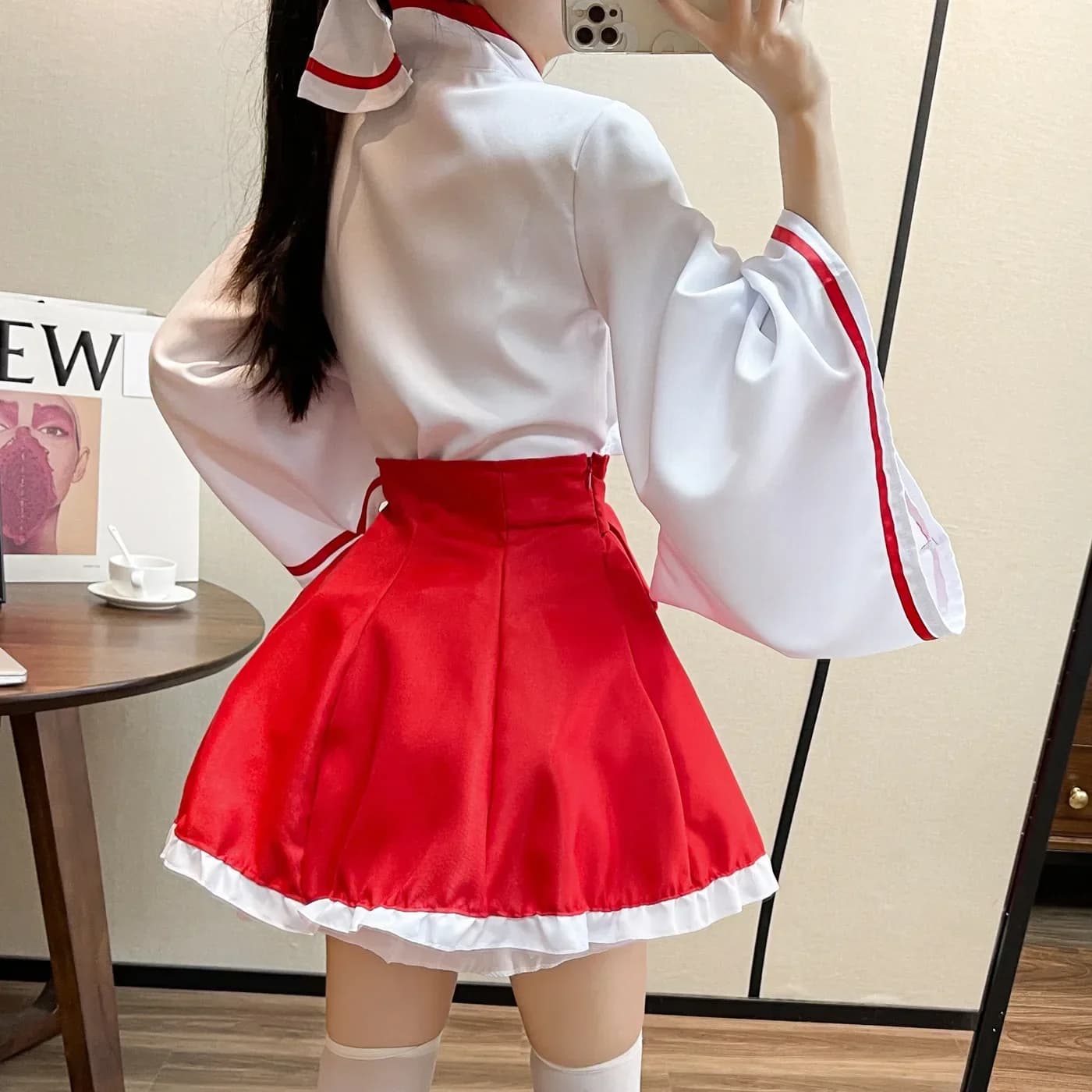 2026 Plus Size Japanese Anime Kikyo Kimono Cosplay Women's Miko Costume Fox Spirit Kitsune Kami Oinari Sama Witch Fancy Dressa;