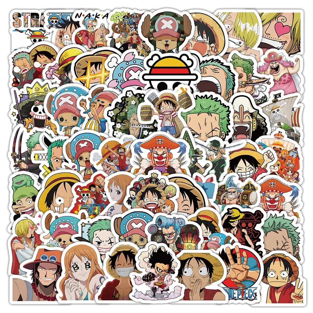 102 adesivi anime One Piece, adesivi impermeabili di Luffy, Zoro e Chopper, adatti per laptop, bottiglie d'acqua, skateboard, paraurti di auto, adesivi alla moda per bambini, adolescenti, adulti e fan di One Piece