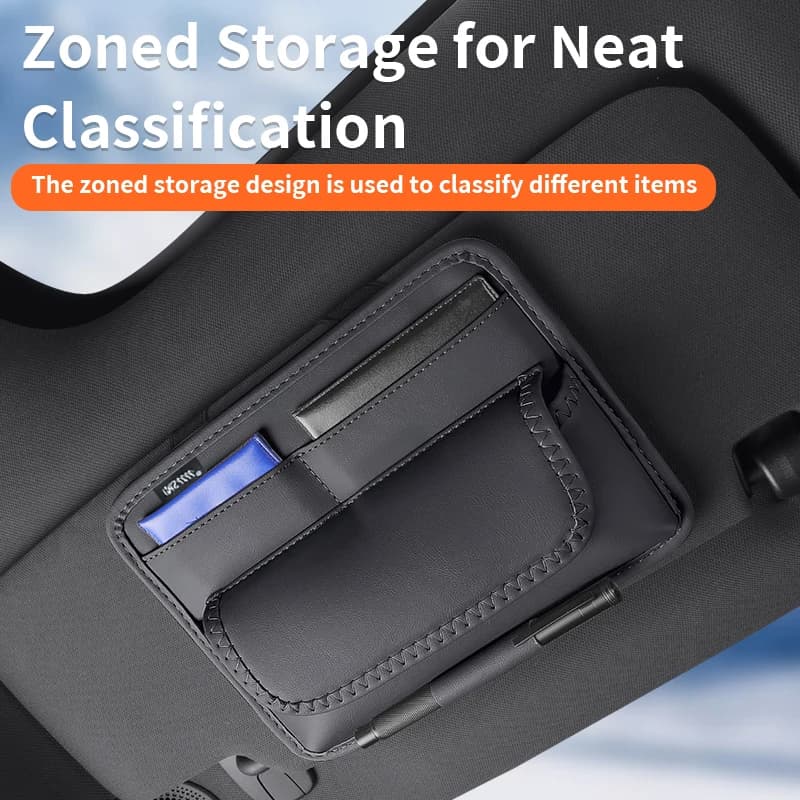 Organizer for Parasols Auto, Card Holder and Glasses, PU Leather Holder Bag, Sunglass Door for Interior Accessories Auto