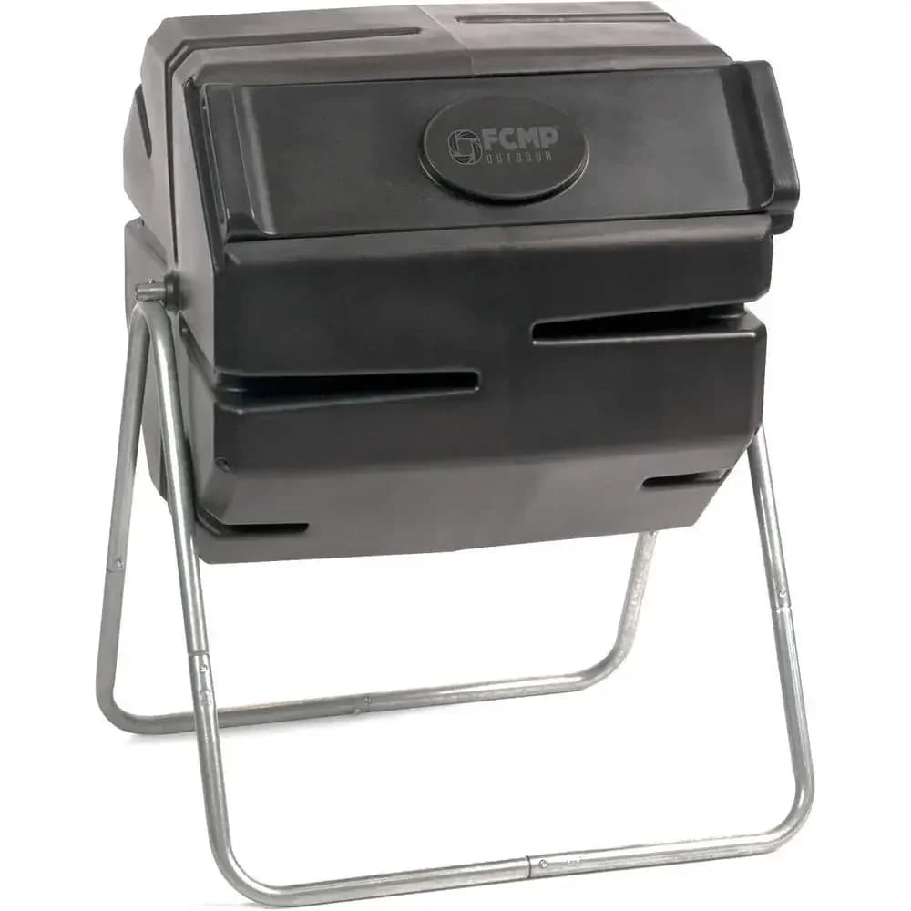Outdoor Black 37 Gallon Single Chamber Plastic Roto Tumbler Composter Bin