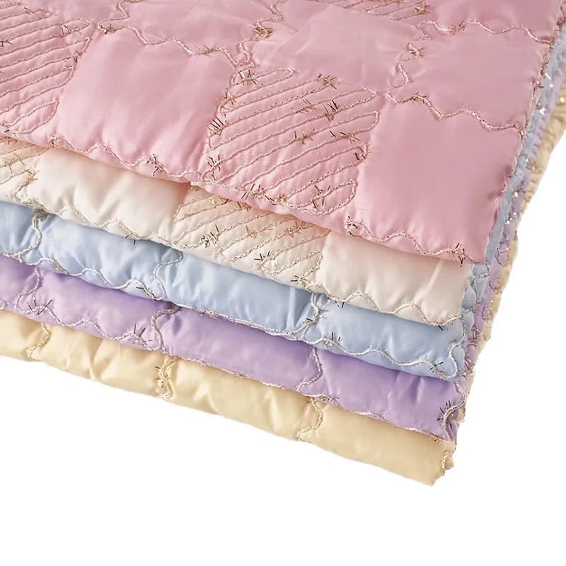 1meter Cotton-padded Quilted Fabric Polyester Embroidery Rope Sequined Embroidery Fabric for Designer Handbags Luggage Material