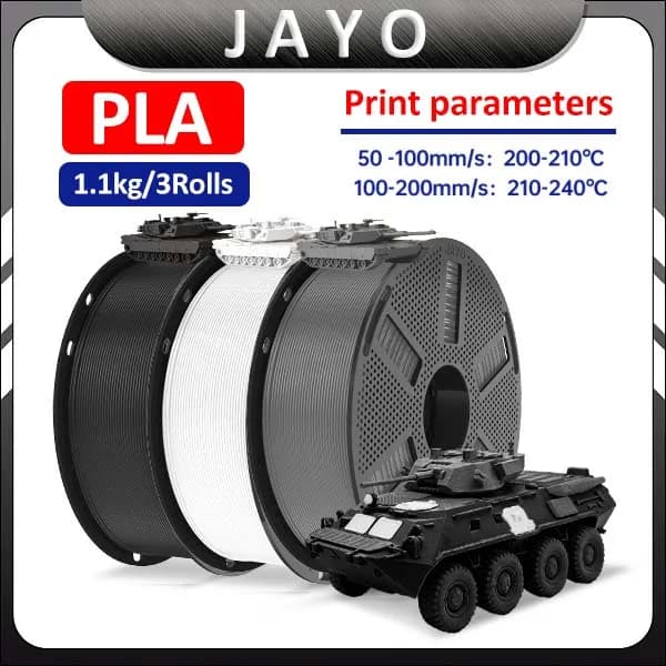 JAYO PLA 3D Printer Filament 1.75MM 5Rolls PLA Filament 100% No Bubble for FDM Coloful 3D Printing Material