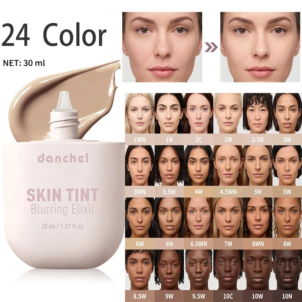 Skin Tint Blurring Elixir Foundation 24 colori Correttore che attenua i pori e le linee sottili Trucco idratante a lunga durata per tutti i toni della pelle