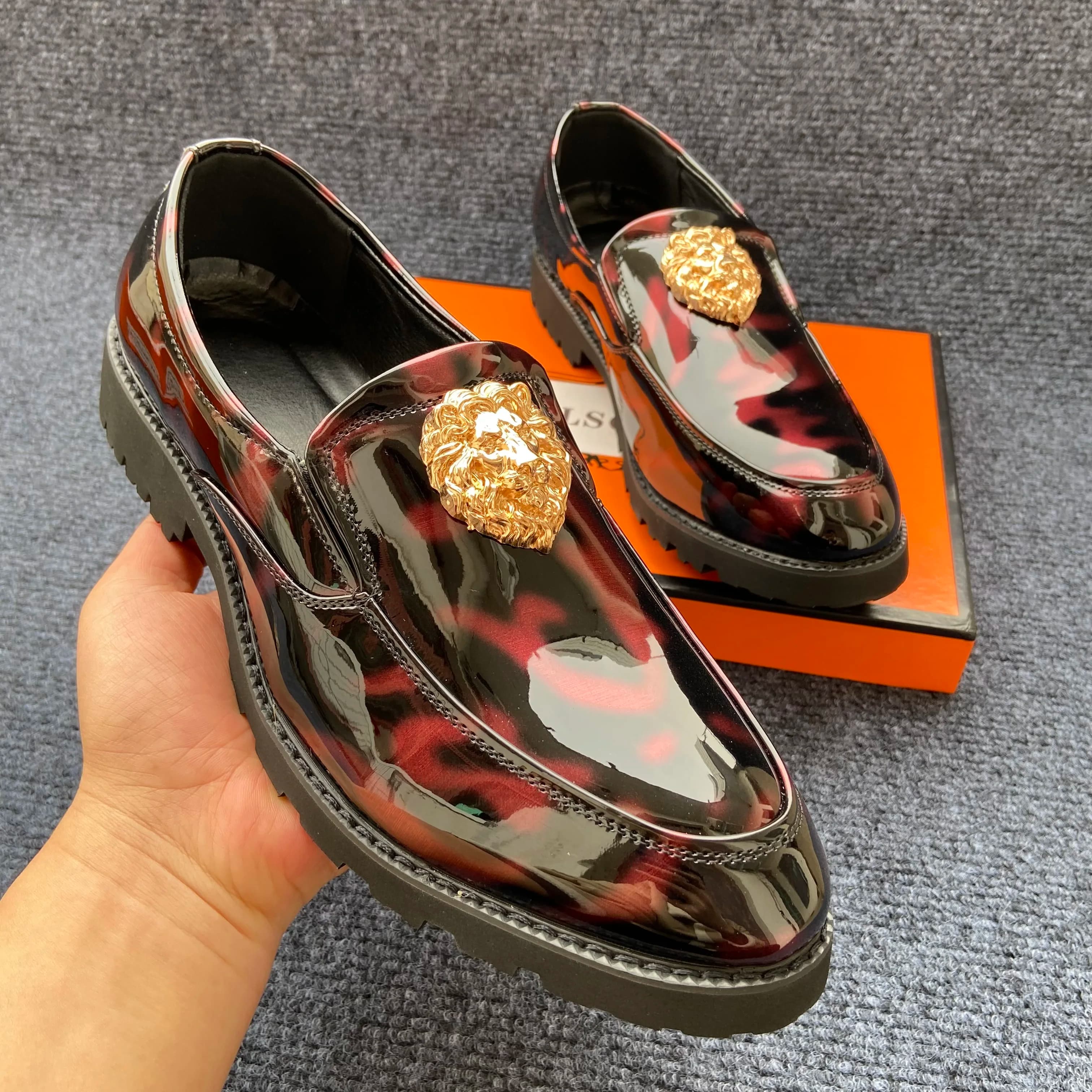 men's patent leather moccasins dress up luxury shoes for men's formal men's shoes brand casual business chaussure homme