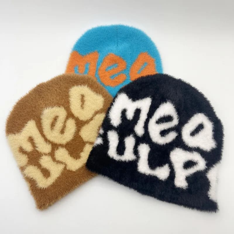 New Ins popolare Unisex autunno divertente cappello pelliccia di visone inverno berretto da donna con lettera berretti cappello da uomo caldo morbido Skullies Bonnets regalo