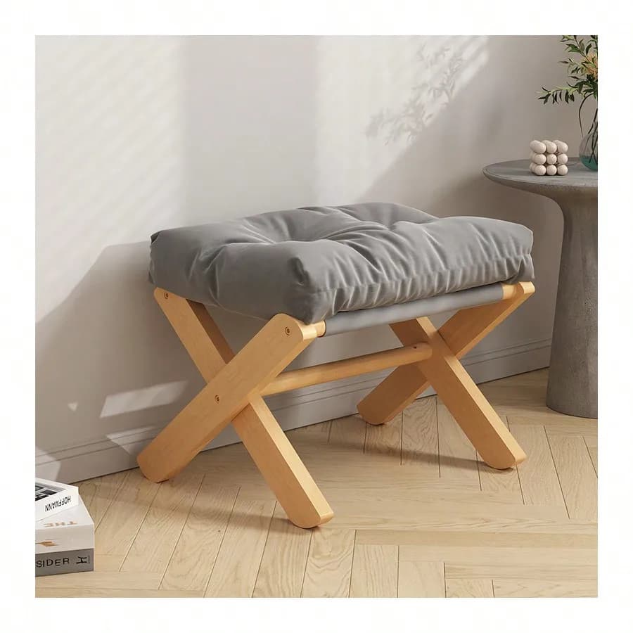Sgabello basso in legno porta panca piccola con poggiagambe soggiorno divano semplice poggiapiedi panca per adulti sgabello per scarpe
