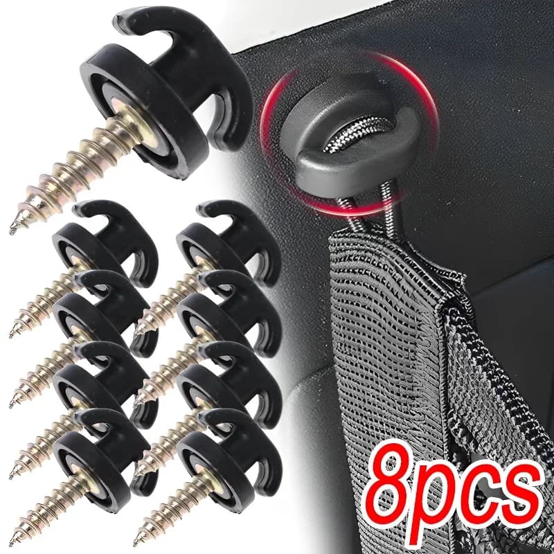 Gancio tascabile in rete per auto Fibbia in rete per sedile Interno auto Tronco Vite Gancio di fissaggio Anello Clip di montaggio tascabile in rete di stoccaggio universale